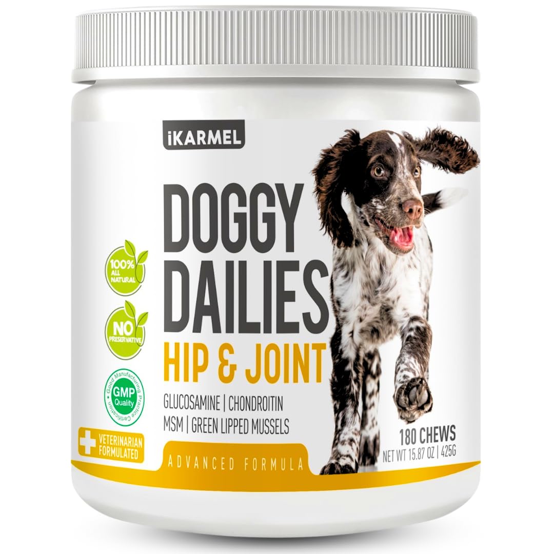 Joint Supplements for Dogs | Hip and Joint Care | with Glucosamine, Chondroitin, and Green-Lipped Mussels | Puppy to Senior Dog Treats for Stiff Joints (270 Chews)