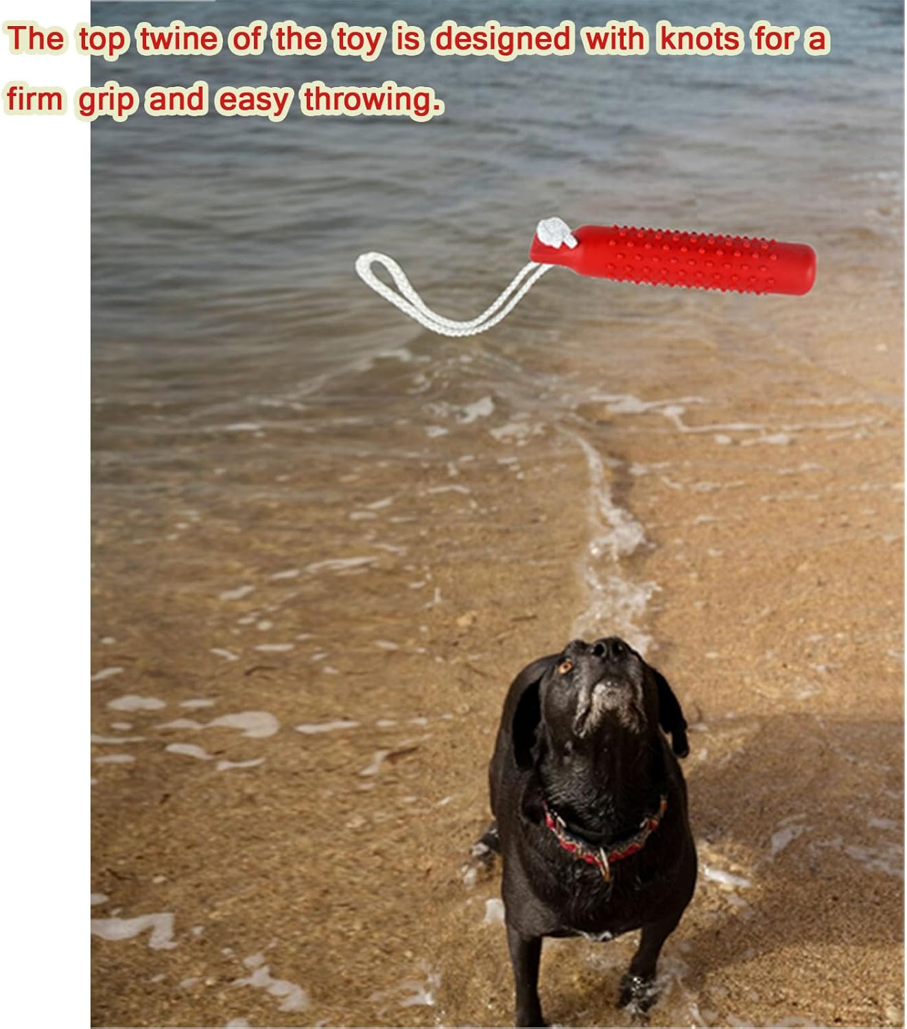Dog Toy for Destructive Chewers - Durable Floating Chew Stick, Tough Rubber & Waterproof for Swimming, Fetch Training, Bright Red Sink-Free Pool Dog Stick Toys