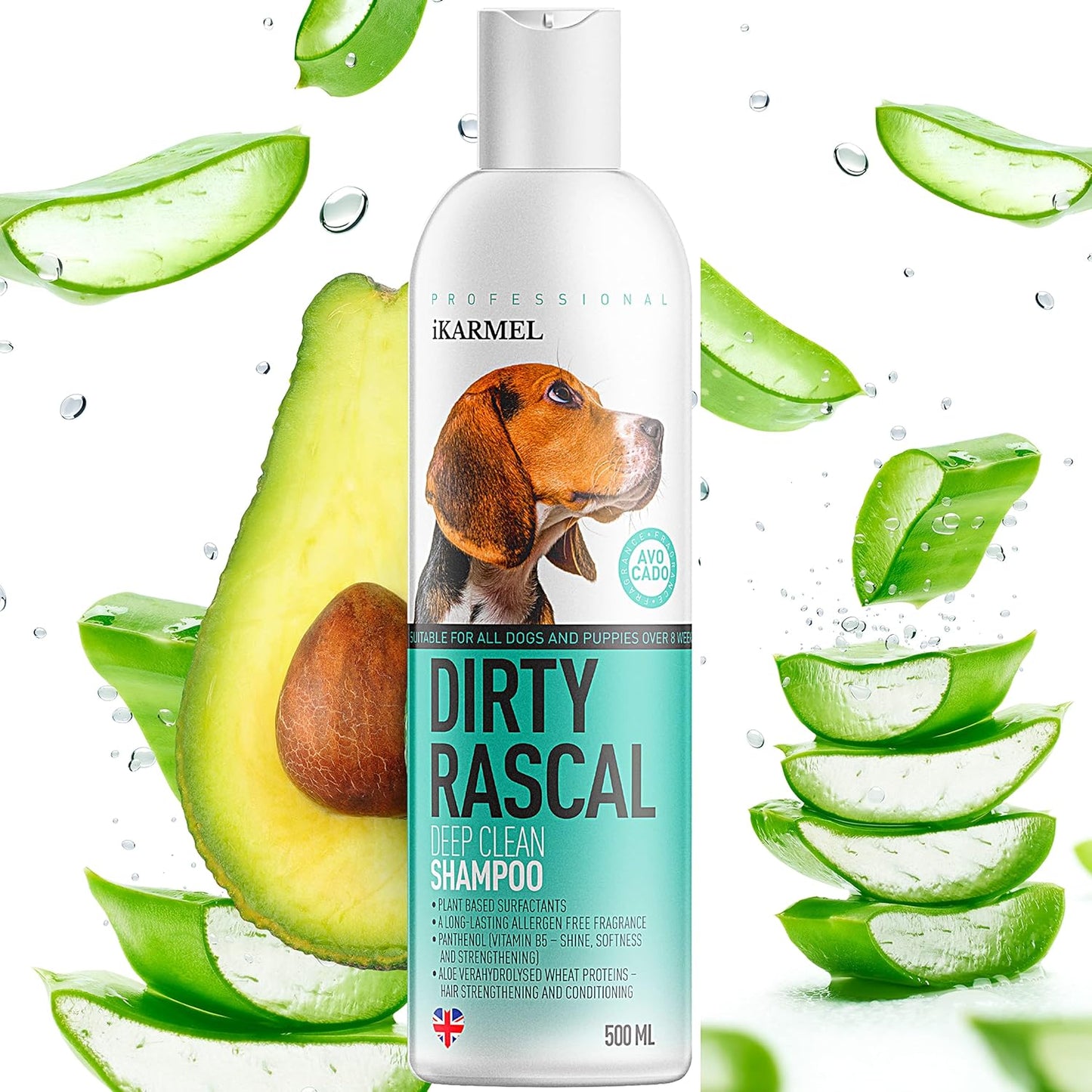 Dog Shampoo For Smelly Dogs Puppy Shampoo W/Aloe & Avocado Dog Shampoo Sensitive Skin 500ml Professional Hair Treatment Bath Grooming Natural Wash Odor Remover