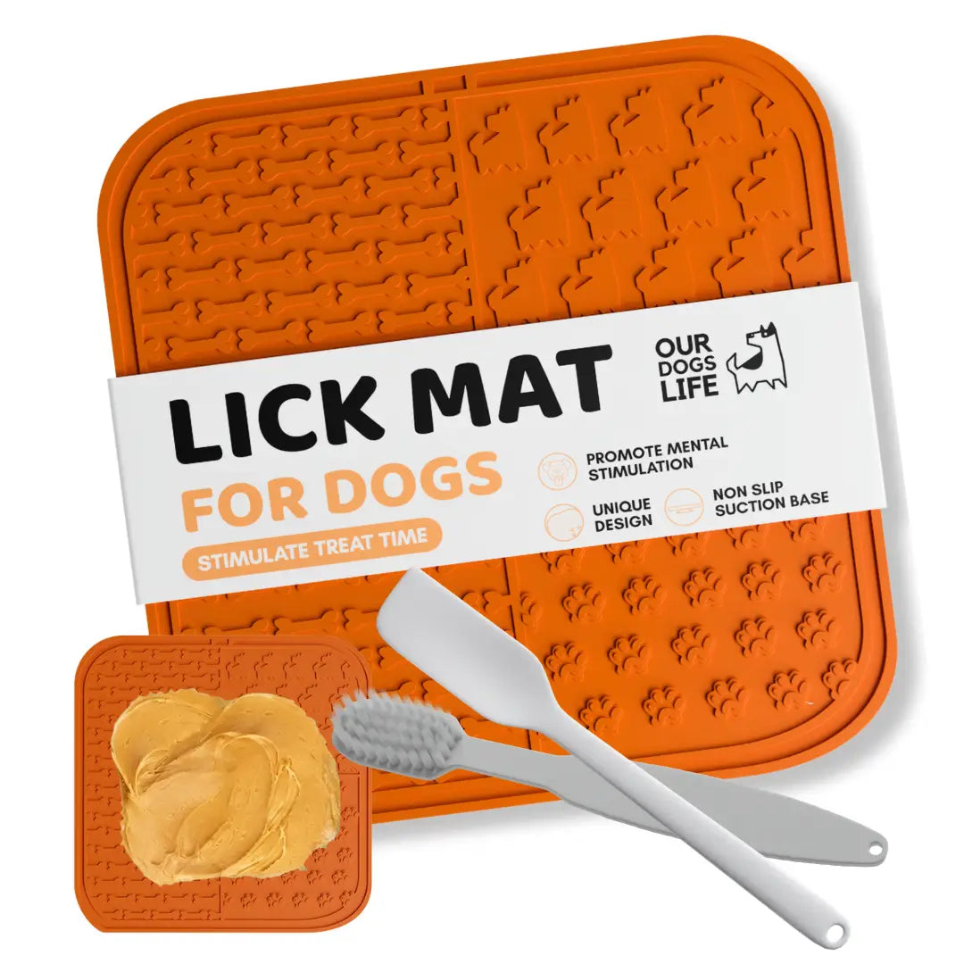 Lick Mat For Dogs with Spreader & Brush