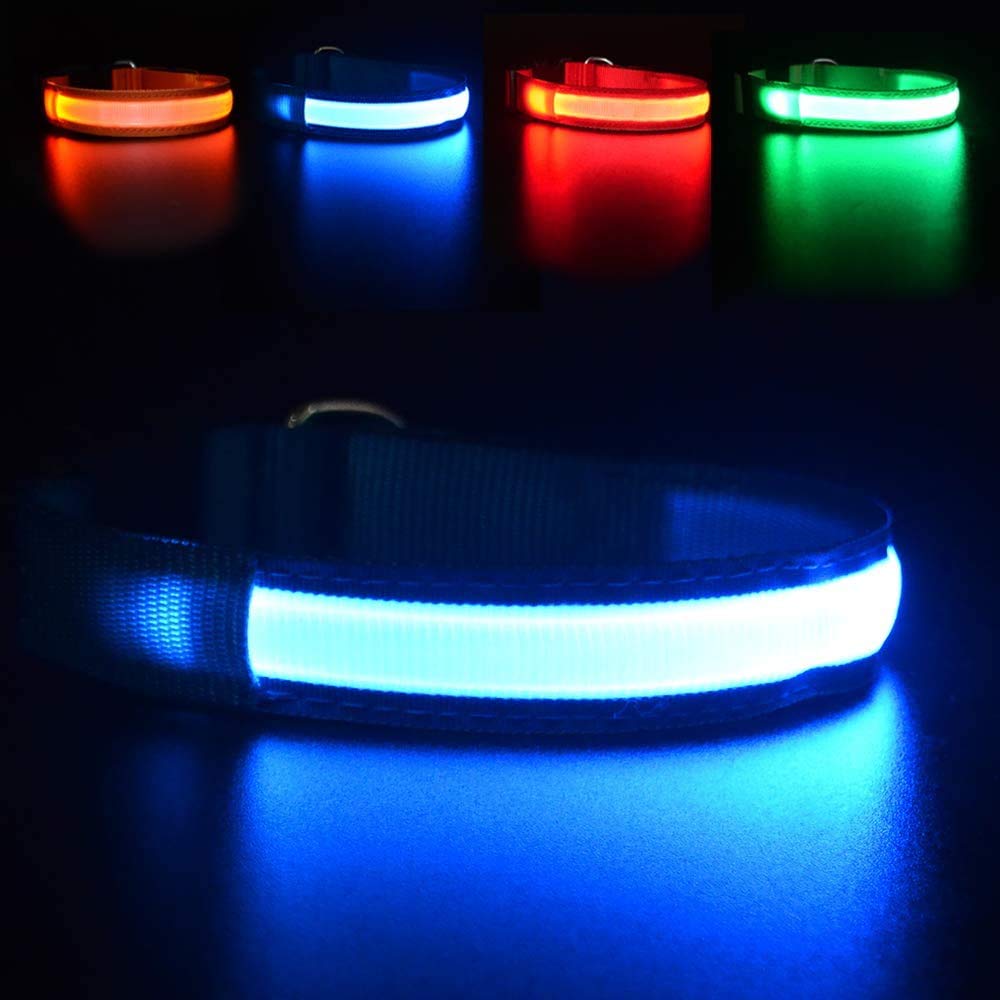 MASBRILL Light Up Dog Collar, LED Dog Collar Lights for the Dark, Rechargeable and Waterproof Flashing Dog Collars with 3 Glowing Modes, Adjustable Pet Collar for Small/Medium/Large Dog(Orange M)