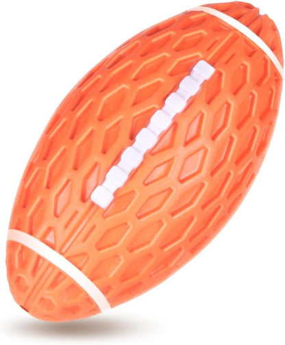 AUSCAT Dog Rugby Ball, Squeaky Dog Ball for Medium Large Dogs, Dog Rugby Ball Toy, Orange, Large,5.5"/14 cm