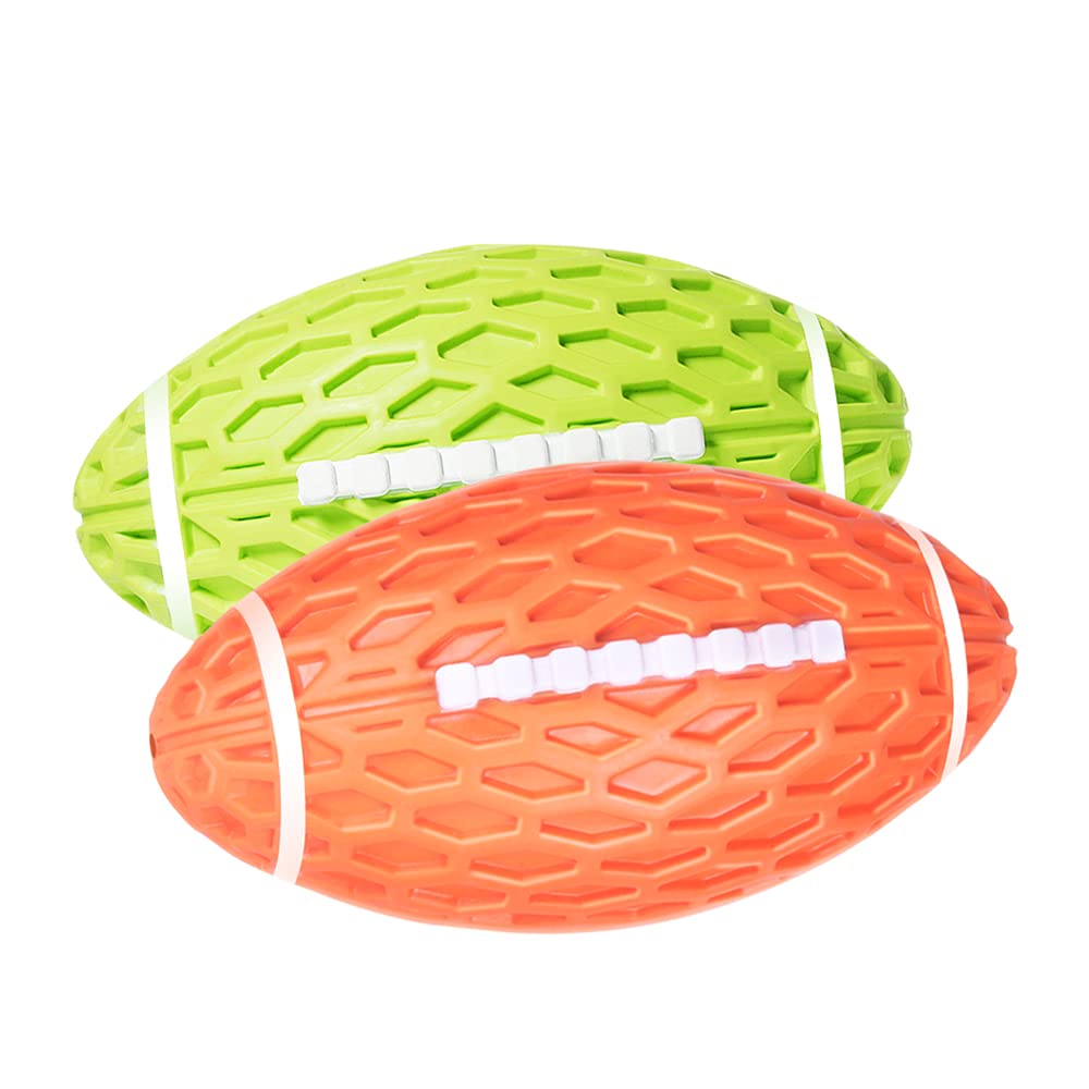AUSCAT Dog Rugby Ball, Squeaky Dog Ball for Medium Large Dogs, Dog Rugby Ball Toy, Orange, Large,5.5"/14 cm