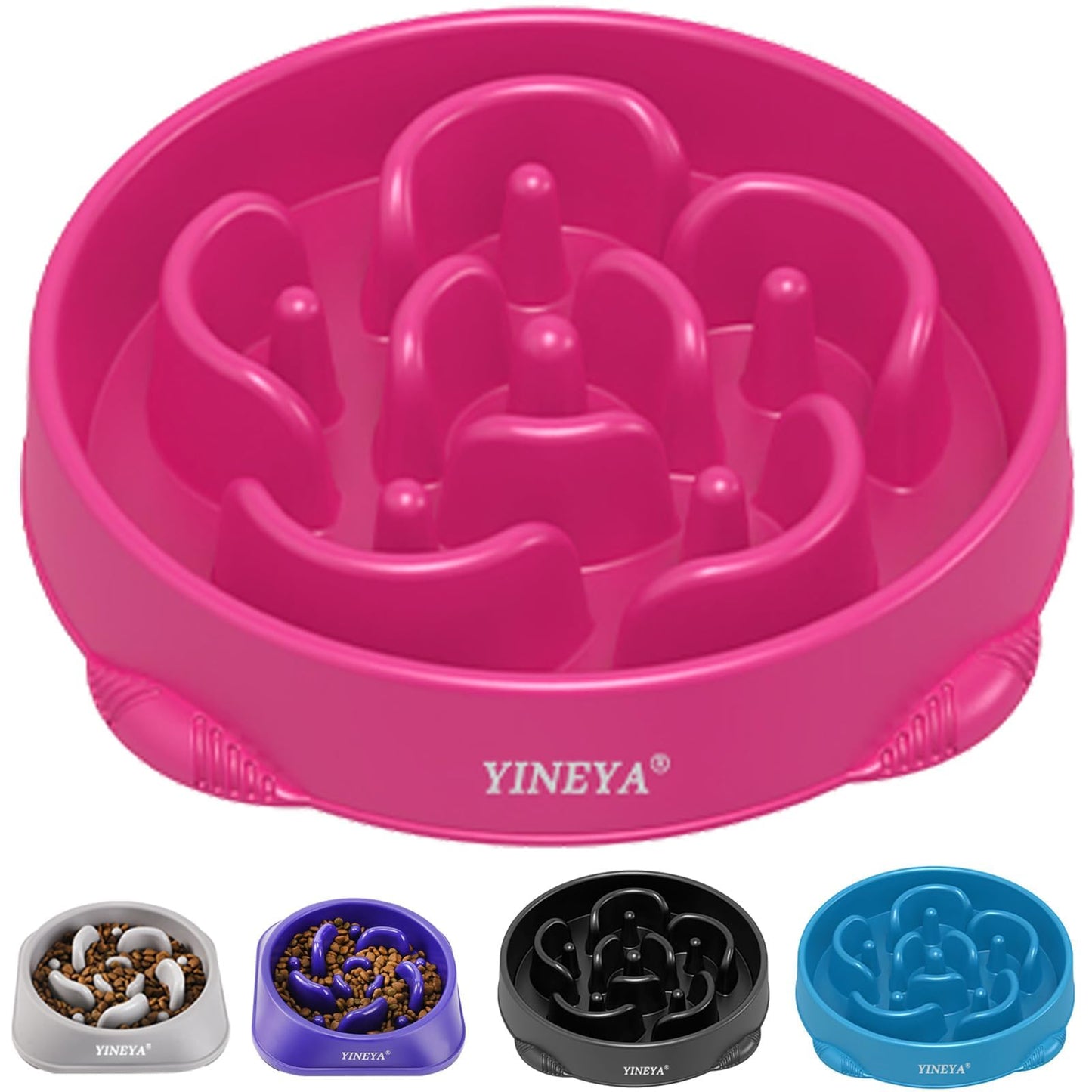 YINEYA 4 Cups Slow Feeder Dog Bowls Large Breed, Anti-Choking Pet Supplies, Maze Dog Food Bowl, Puzzle Feeder That Slow Down Eating