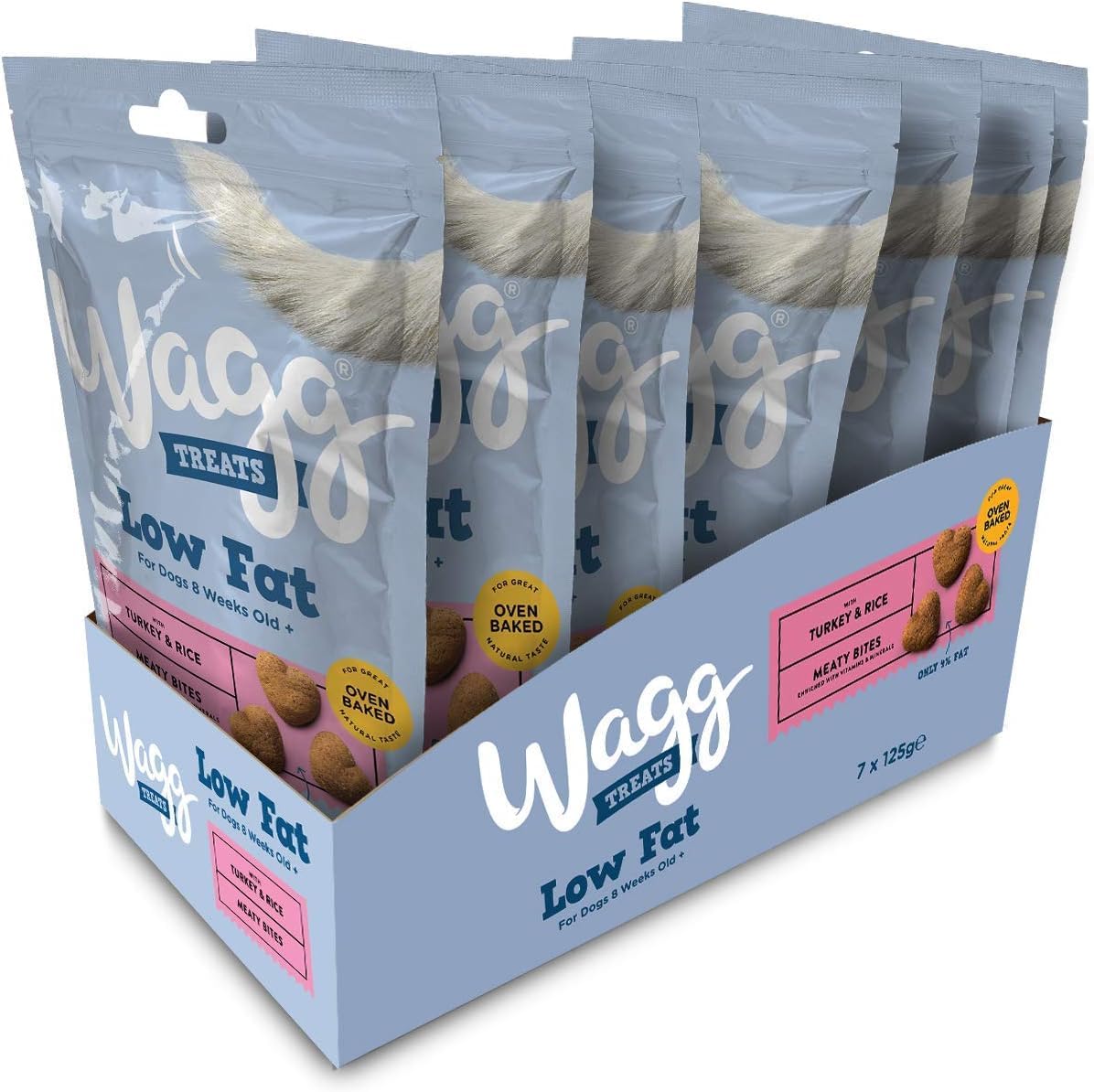 Wagg Low Fat Meaty Bites Turkey & Rice Dog Treats 125g (Pack of 7) - Oven Baked