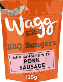 Wagg BBQ Bangers Pork Sausages Dog Treats 125g (Pack of 7) - Oven Baked