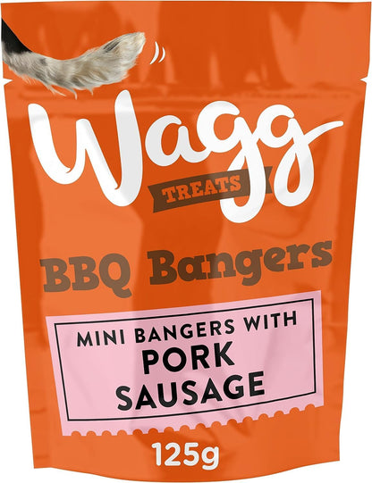 Wagg BBQ Bangers Pork Sausages Dog Treats 125g (Pack of 7) - Oven Baked