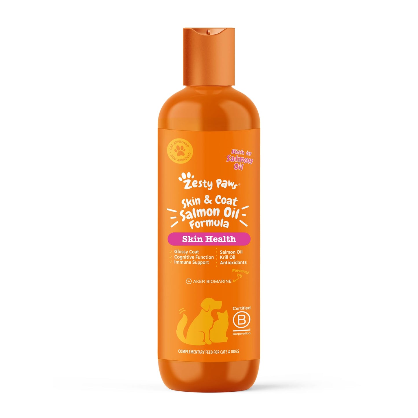 Zesty Paws Skin & Coat Salmon Oil For Cats & Dogs | Supports Pets with Dry, Itchy, Sensitive Skin, Nourish Coat & Fur | Contains Salmon, Flaxseed & Krill Oils, Vitamin E | Daily Use | 250ml