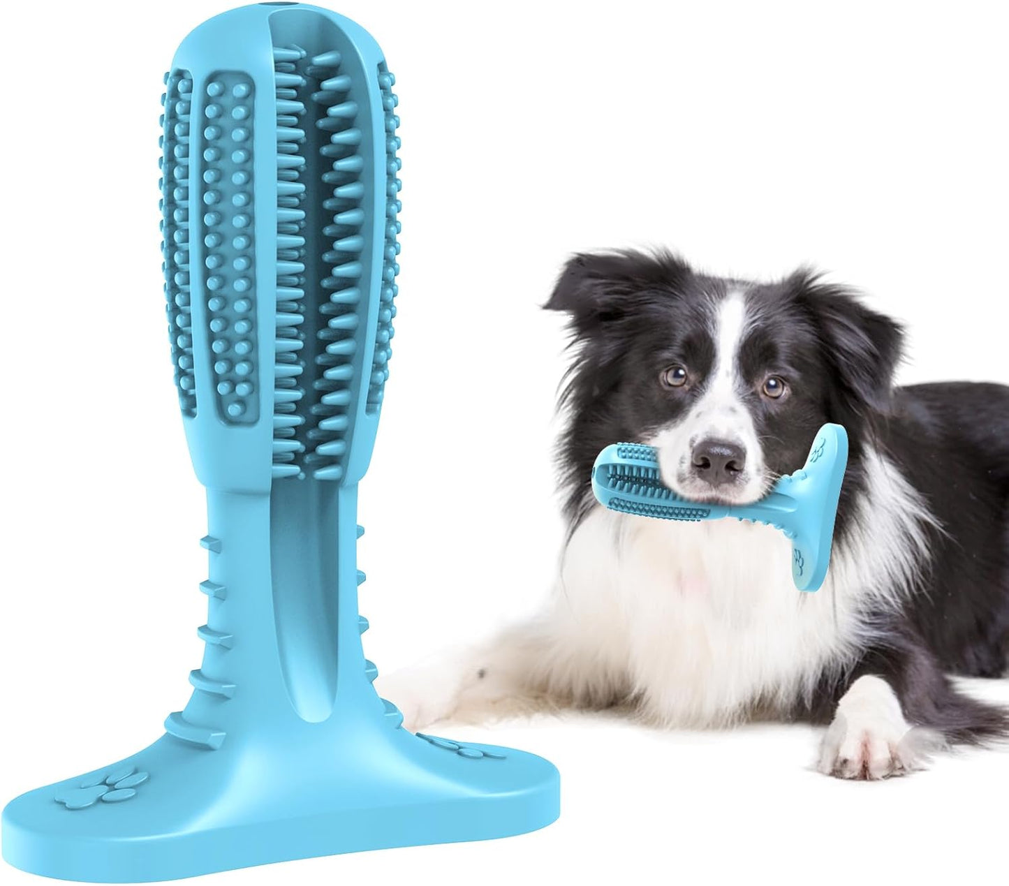 HETOO Dog Chew Toys, Dog Toothbrush Toys for Puppy Dental Care Teeth Cleaning, Natural Rubber Teeth Grinding Rod Gifts for Dogs (Blue)