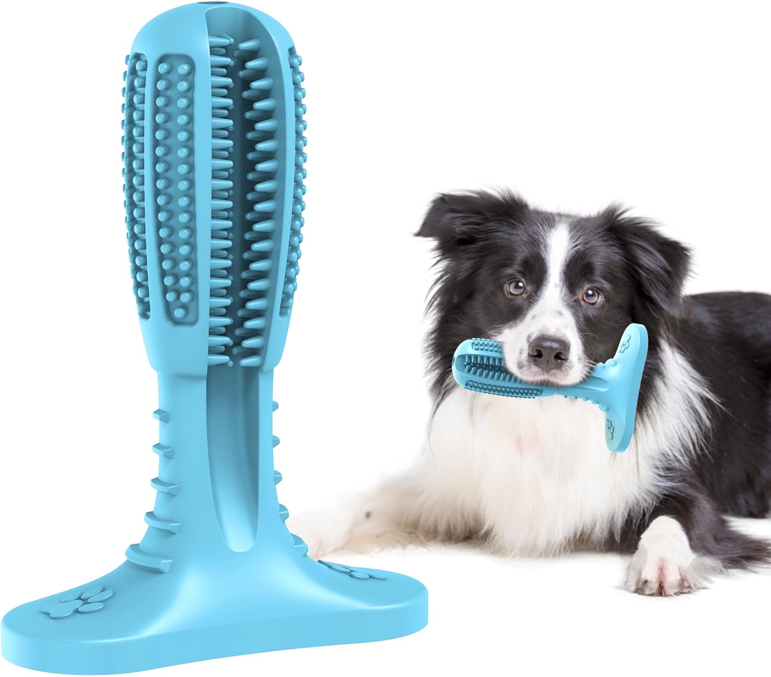 HETOO Dog Chew Toys, Dog Toothbrush Toys for Puppy Dental Care Teeth Cleaning, Natural Rubber Teeth Grinding Rod Gifts for Dogs (Blue)