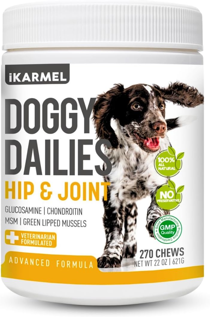 Joint Supplements for Dogs | Hip and Joint Care | with Glucosamine, Chondroitin, and Green-Lipped Mussels | Puppy to Senior Dog Treats for Stiff Joints (270 Chews)