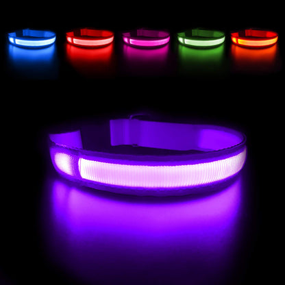 MASBRILL Light Up Dog Collar, LED Dog Collar Lights for the Dark, Rechargeable and Waterproof Flashing Dog Collars with 3 Glowing Modes, Adjustable Pet Collar for Small/Medium/Large Dog(Orange M)