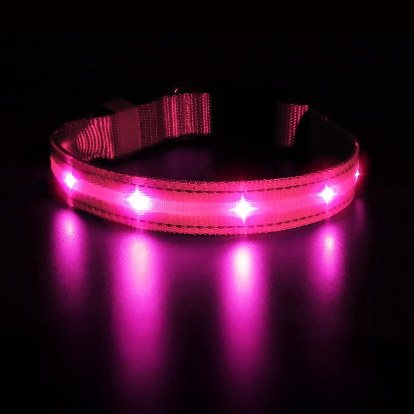 MASBRILL Luminous Dog Collar, LED Rechargeable and Waterproof Dog Collar, 3 Glowing Modes and Adjustable Size Suitable for Small Large Dogs (Blue, M)