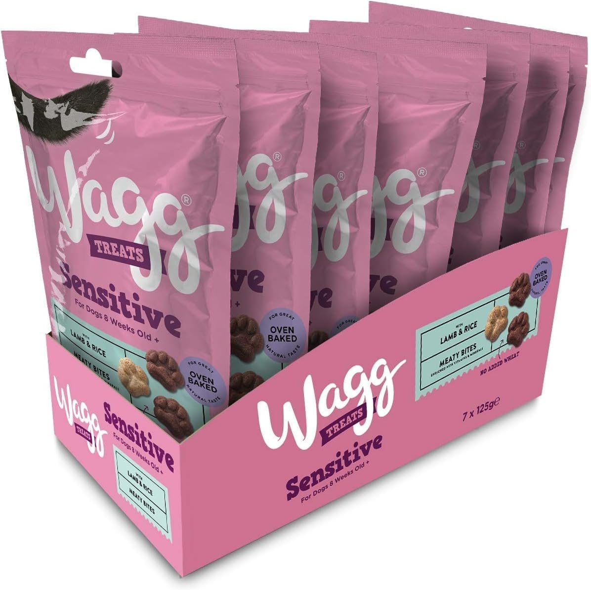 Wagg Sensitive Meaty Bites Lamb & Rice Dog Treats 125g (Pack of 7) - Oven Baked