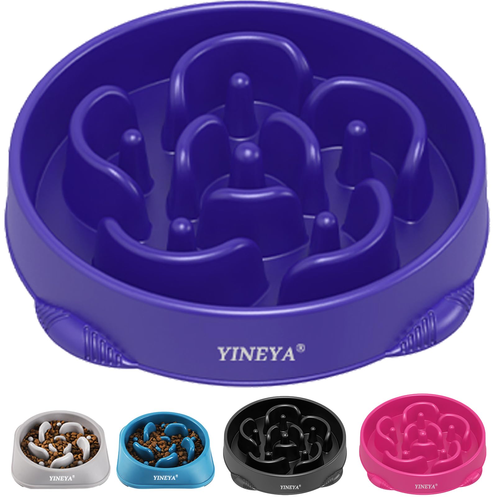 YINEYA 4 Cups Slow Feeder Dog Bowls Large Breed, Anti-Choking Pet Supplies, Maze Dog Food Bowl, Puzzle Feeder That Slow Down Eating