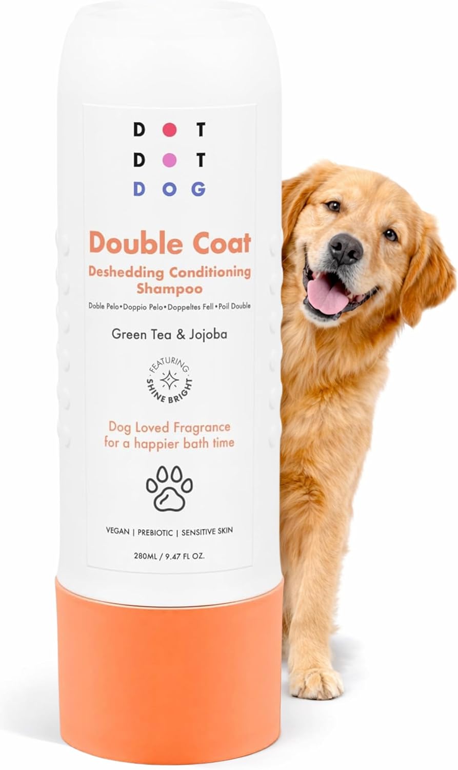 Deshedding Dog Shampoo and Conditioner for Double Coats - Reduces Shedding - Gentle, Hypoallergenic & Vegan, Low-Irritation Fragrance Dog Shampoo Sensitive Skin & Itchy Skin - Soft & Shiny Fur - 280ml