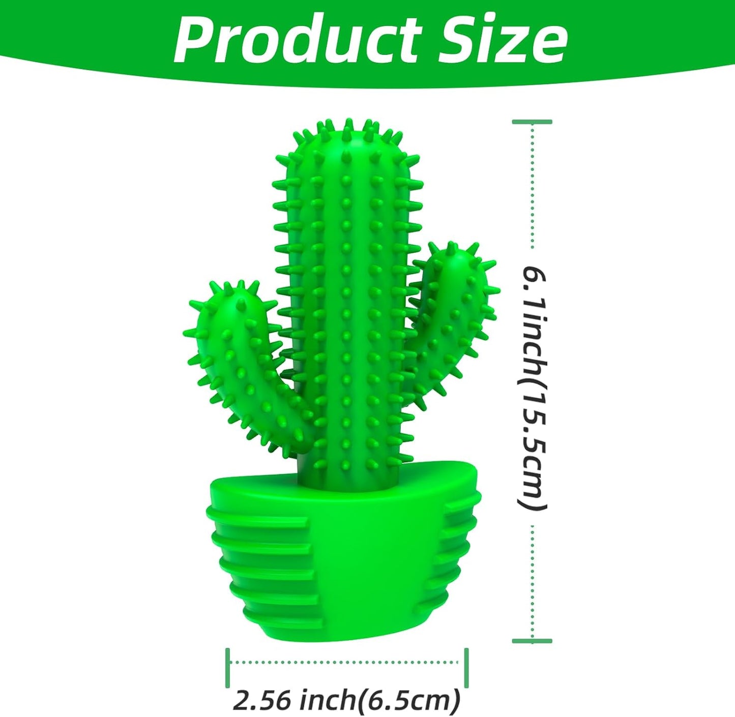 HETOO Indestructible Dog Chew Toys for Aggressive Chewers: Tough Durable Dog Squeaky Toys Dog Toothbrush for Teeth Cleaning, Gifts for Dogs (Cactus)
