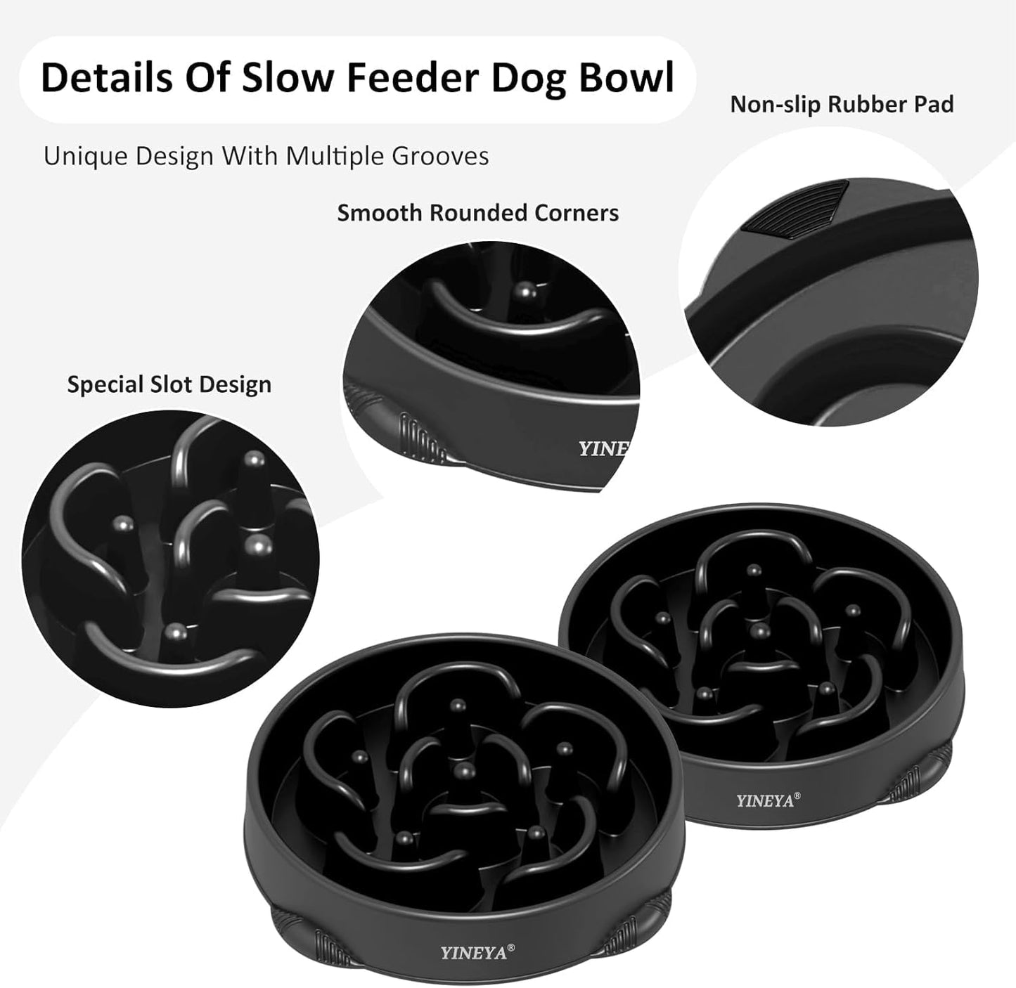 YINEYA 4 Cups Slow Feeder Dog Bowls Large Breed, Anti-Choking Pet Supplies, Maze Dog Food Bowl, Puzzle Feeder That Slow Down Eating