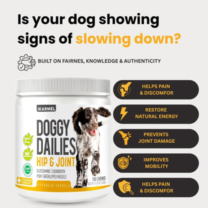 Joint Supplements for Dogs | Hip and Joint Care | with Glucosamine, Chondroitin, and Green-Lipped Mussels | Puppy to Senior Dog Treats for Stiff Joints (270 Chews)