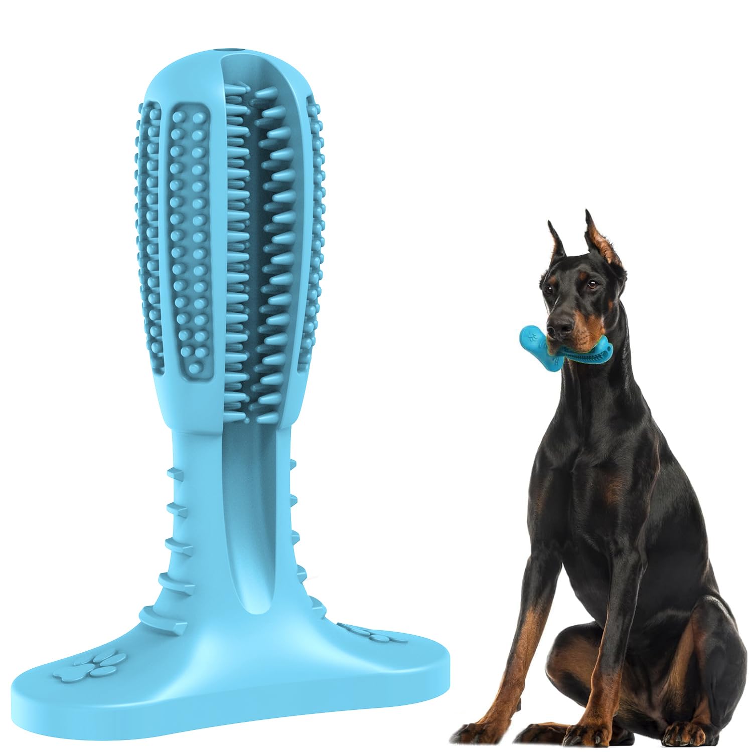 HETOO Dog Chew Toys, Dog Toothbrush Toys for Puppy Dental Care Teeth Cleaning, Natural Rubber Teeth Grinding Rod Gifts for Dogs (Pack of 2)