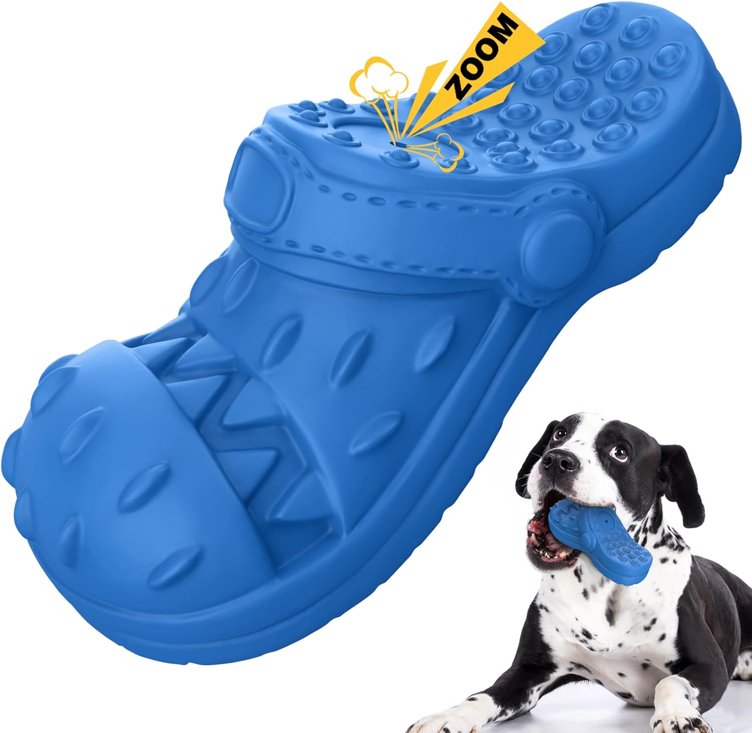 RUXAN Dog Chew Toys Indestructible - Squeaky Interactive Dog Toys for Teeth Cleaning, Rubber Dog Chew Toy with Beef Flavor for Small Medium Large Aggressive Chewers