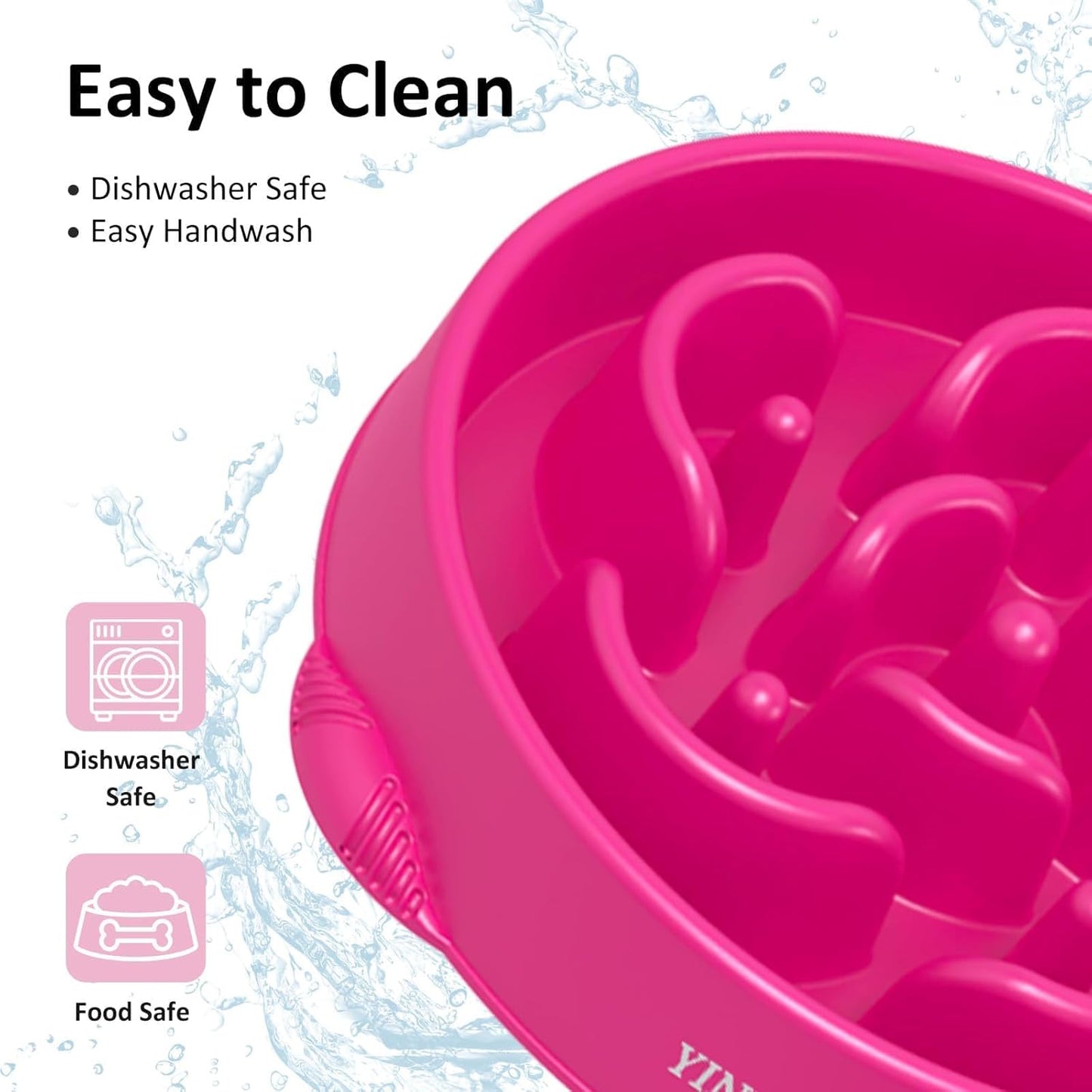 YINEYA Slow Feeder Dog Bowl Anti Gulping Healthy Eating Dog Slow Food Feeding Pet Bowl Slow Eating Healthy Design for Large Size Dogs (Rosered)