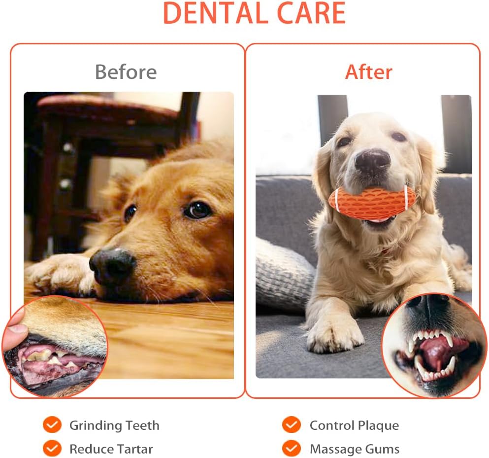 AUSCAT Dog Rugby Ball, Squeaky Dog Ball for Medium Large Dogs, Dog Rugby Ball Toy, Orange, Large,5.5"/14 cm