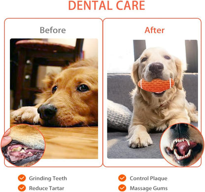 AUSCAT Dog Rugby Ball, Squeaky Dog Ball for Medium Large Dogs, Dog Rugby Ball Toy, Orange, Large,5.5"/14 cm