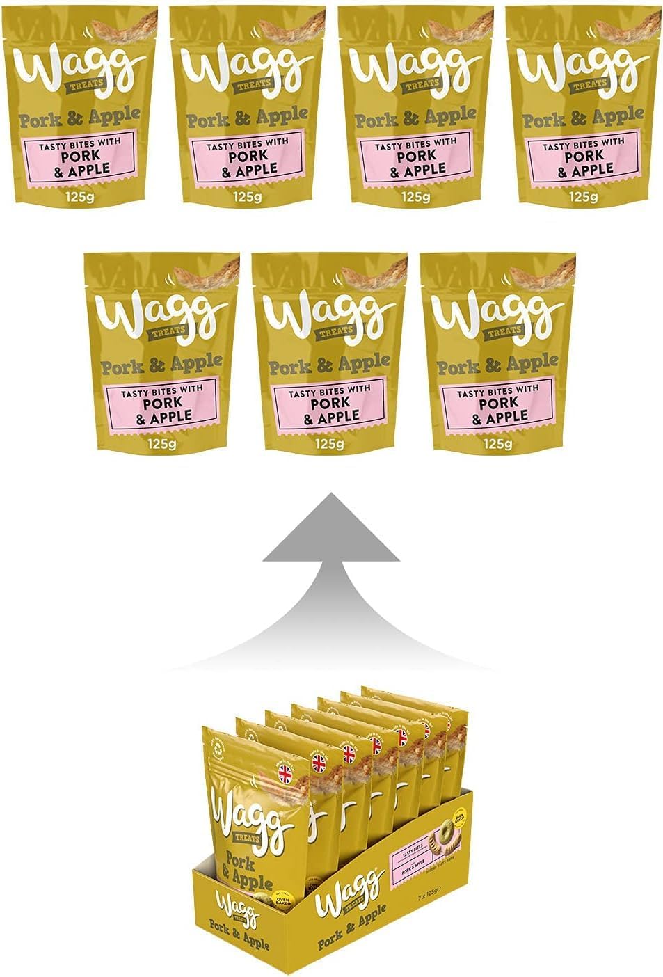 Wagg Tasties Tasty Bites Pork & Apple Dog Treats 125g (Pack of 7) - Oven Baked