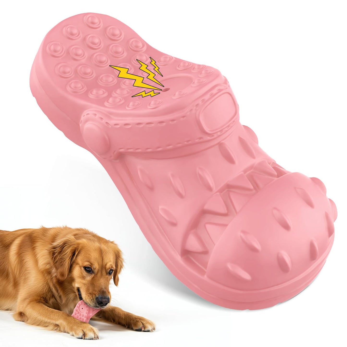 RUXAN Dog Chew Toys Indestructible - Squeaky Interactive Dog Toys for Teeth Cleaning, Rubber Dog Chew Toy with Beef Flavor for Small Medium Large Aggressive Chewers