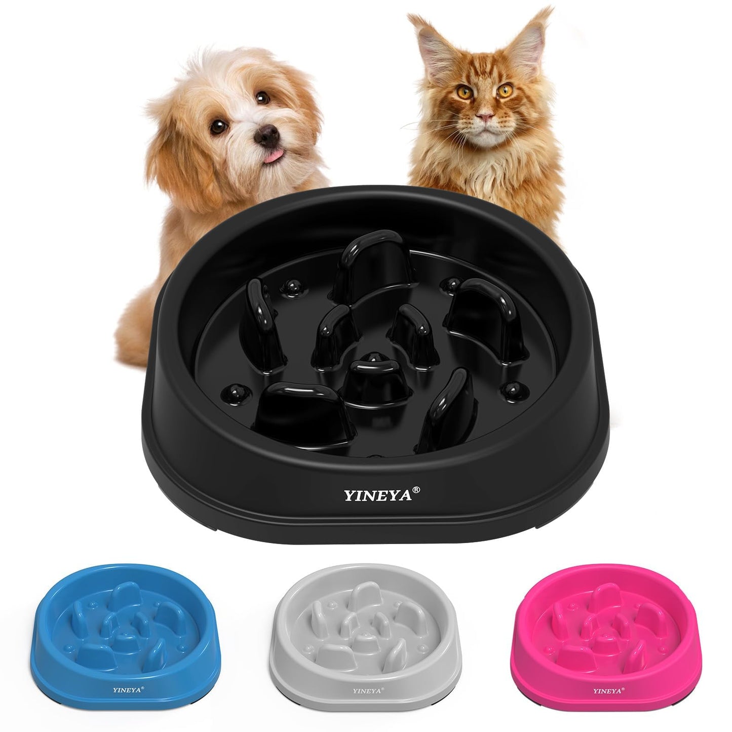 YINEYA 4 Cups Slow Feeder Dog Bowls Large Breed, Anti-Choking Pet Supplies, Maze Dog Food Bowl, Puzzle FeederThat Slow Down Eating