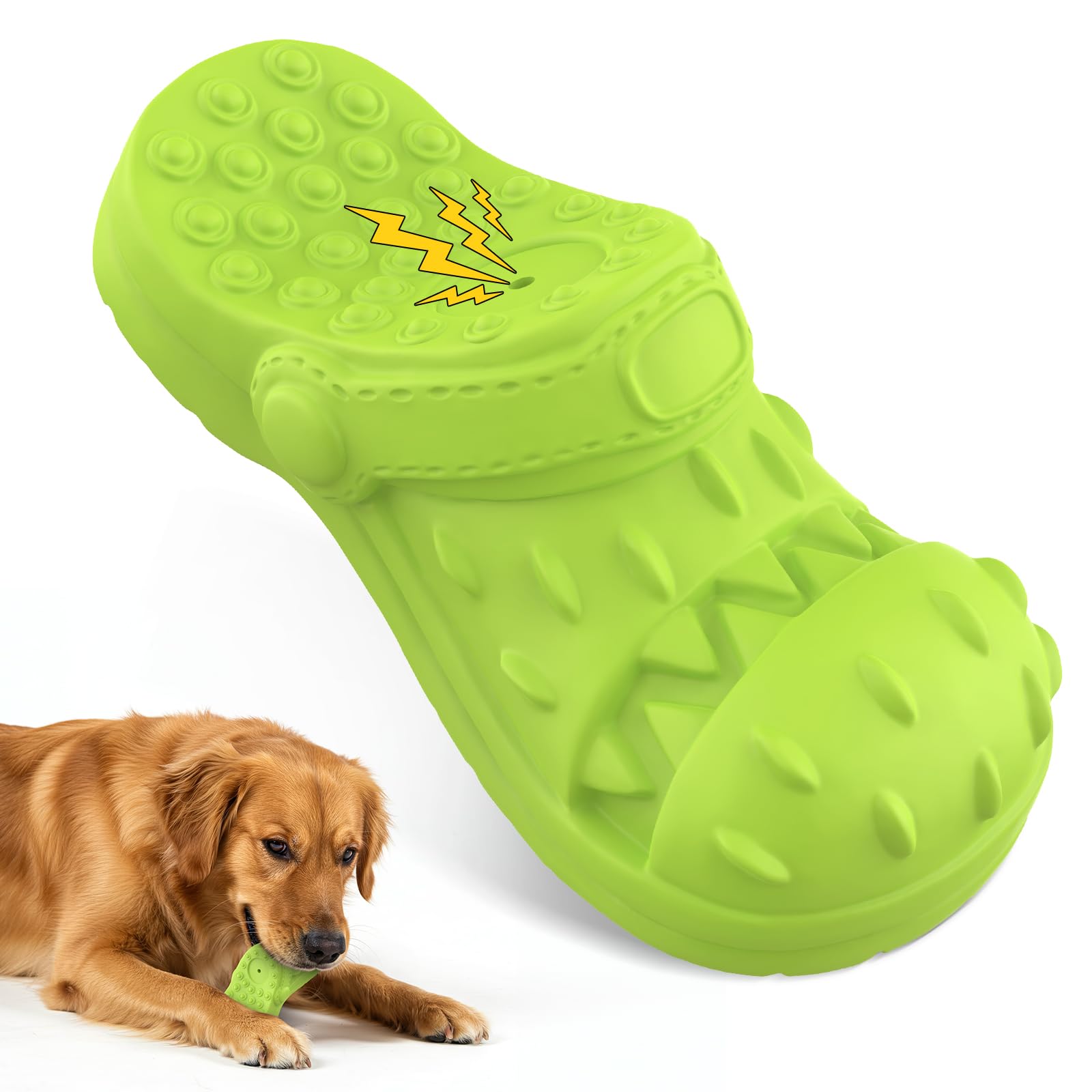 RUXAN Dog Chew Toys Indestructible - Squeaky Interactive Dog Toys for Teeth Cleaning, Rubber Dog Chew Toy with Beef Flavor for Small Medium Large Aggressive Chewers