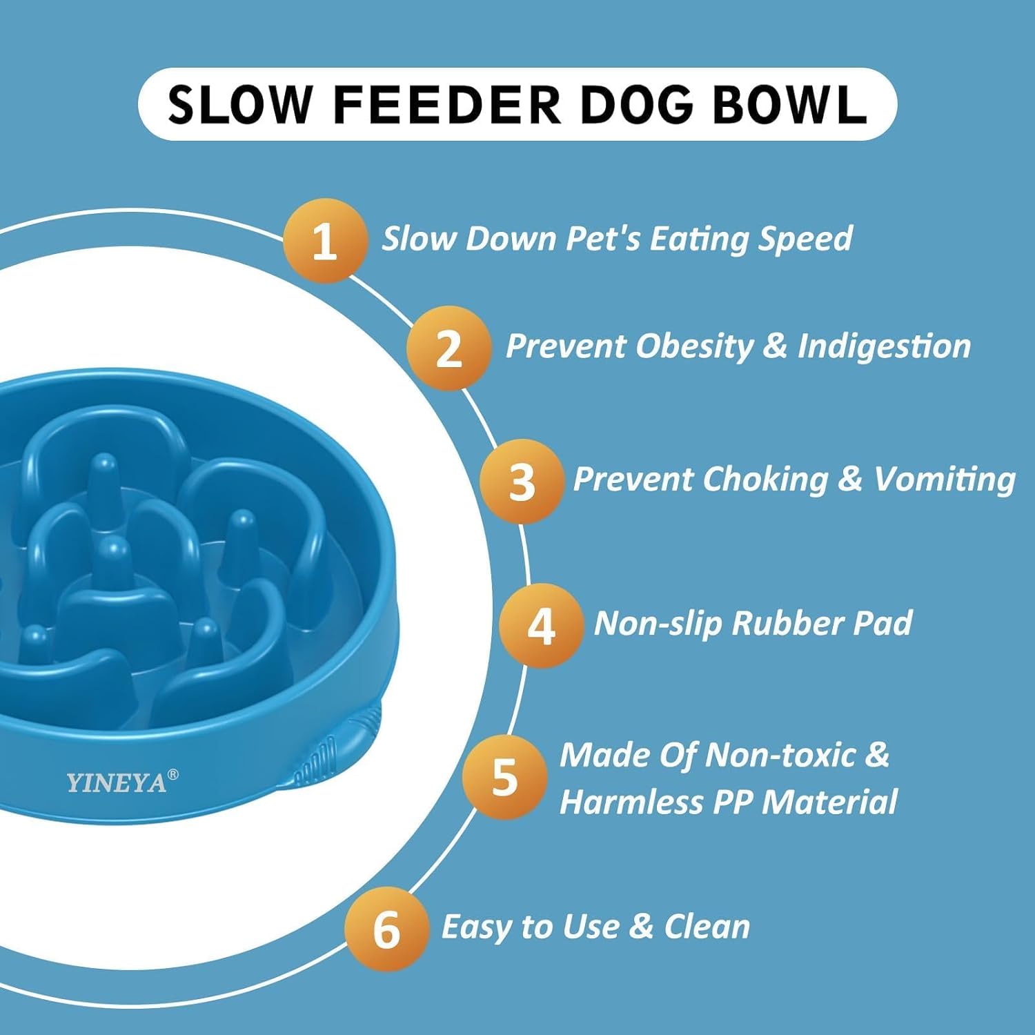 YINEYA 4 Cups Slow Feeder Dog Bowls Large Breed, Anti-Choking Pet Supplies, Maze Dog Food Bowl, Puzzle FeederThat Slow Down Eating