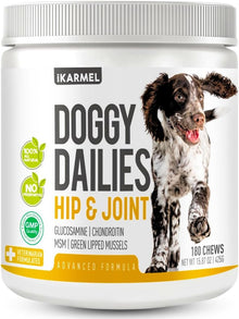 Joint Supplements for Dogs | Hip and Joint Care | with Glucosamine, Chondroitin, and Green-Lipped Mussels | Puppy to Senior Dog Treats for Stiff Joints (180 Chews)