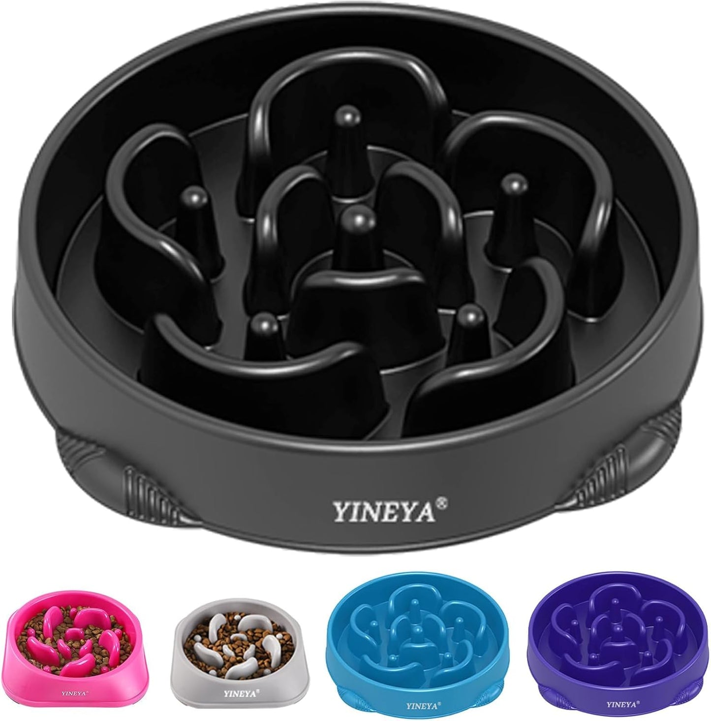 YINEYA 4 Cups Slow Feeder Dog Bowls Large Breed, Anti-Choking Pet Supplies, Maze Dog Food Bowl, Puzzle Feeder That Slow Down Eating