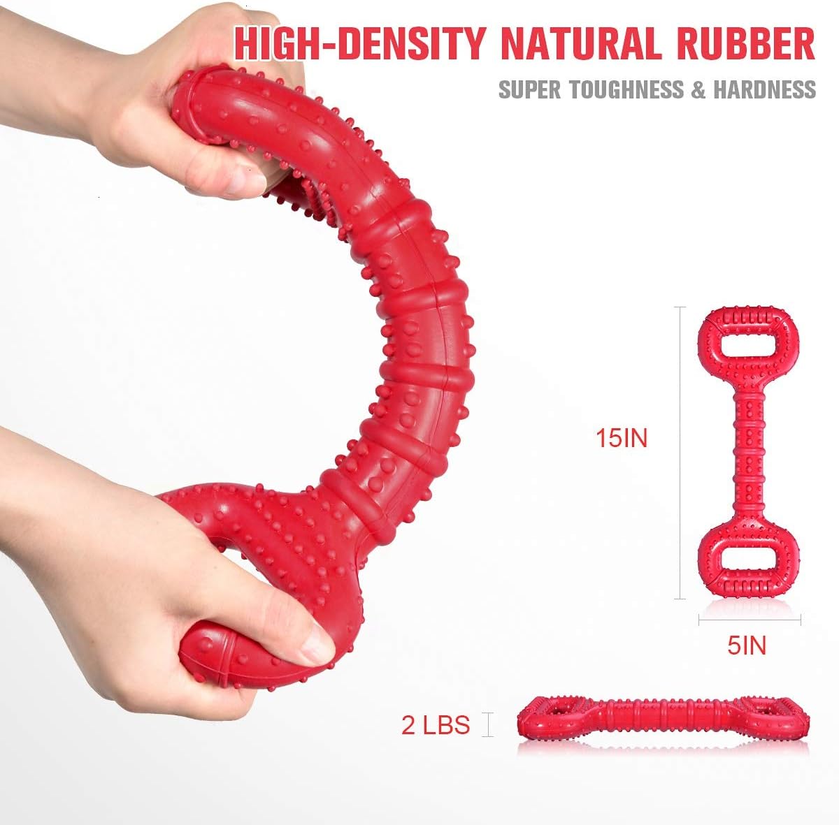 Feeko Large Breed Dog Toys - Indestructible Interactive Bone Toy, 15 Inch, Natural Rubber, Tooth Cleaning, Tug-of-war for Medium & Large Dogs