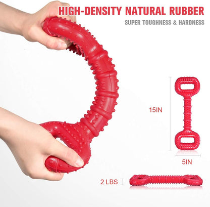 Feeko Large Breed Dog Toys - Indestructible Interactive Bone Toy, 15 Inch, Natural Rubber, Tooth Cleaning, Tug-of-war for Medium & Large Dogs