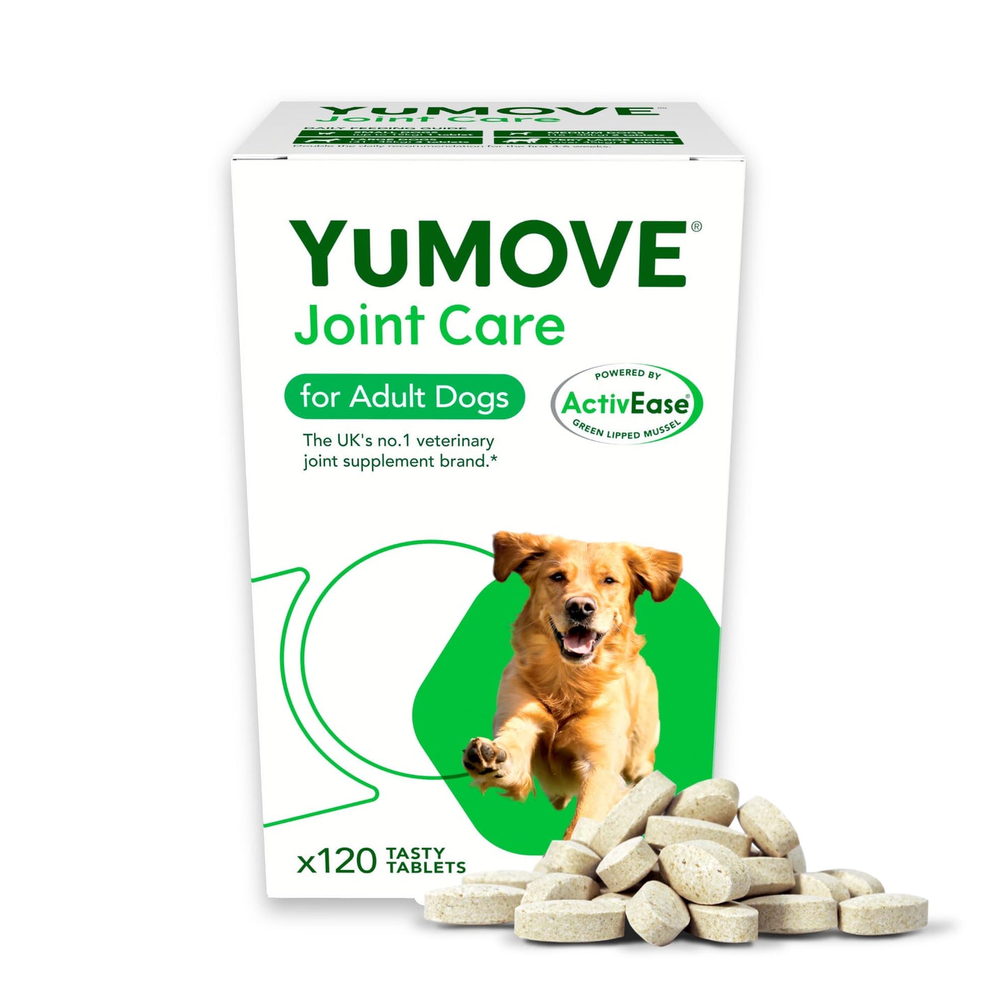 YuMOVE Joint Supplement for Dogs, Essential Dog Hip and Joint Aid for Stiff Adult Dogs with Glucosamine, Chondroitin & Green Lipped Mussel, 60 Tablets