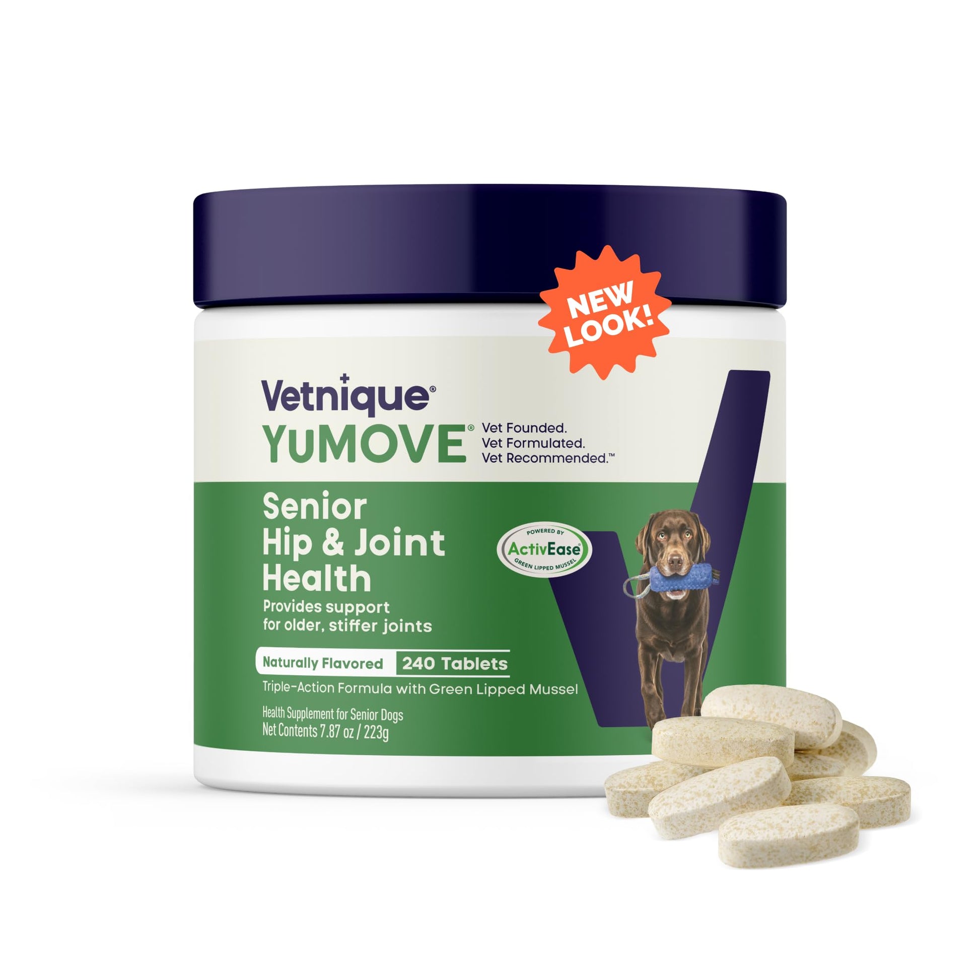 YuMOVE Senior Dog Joint Supplement, Essential Hip & Joint Support for Older Dogs with Glucosamine, Chondroitin, Green Lipped Mussel, Aged 8+, 120 Tablets, Packaging May Vary