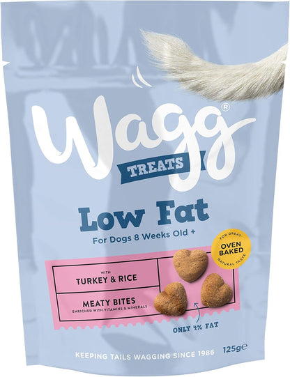 Wagg Low Fat Meaty Bites Turkey & Rice Dog Treats 125g (Pack of 7) - Oven Baked