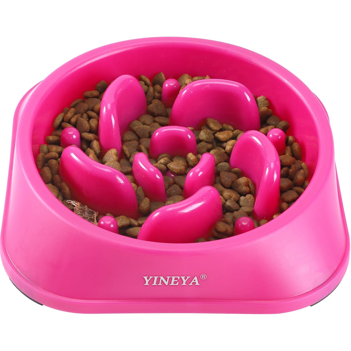YINEYA Slow Feeder Dog Bowl Anti Gulping Healthy Eating Dog Slow Food Feeding Pet Bowl Slow Eating Healthy Design for Large Size Dogs (Rosered)
