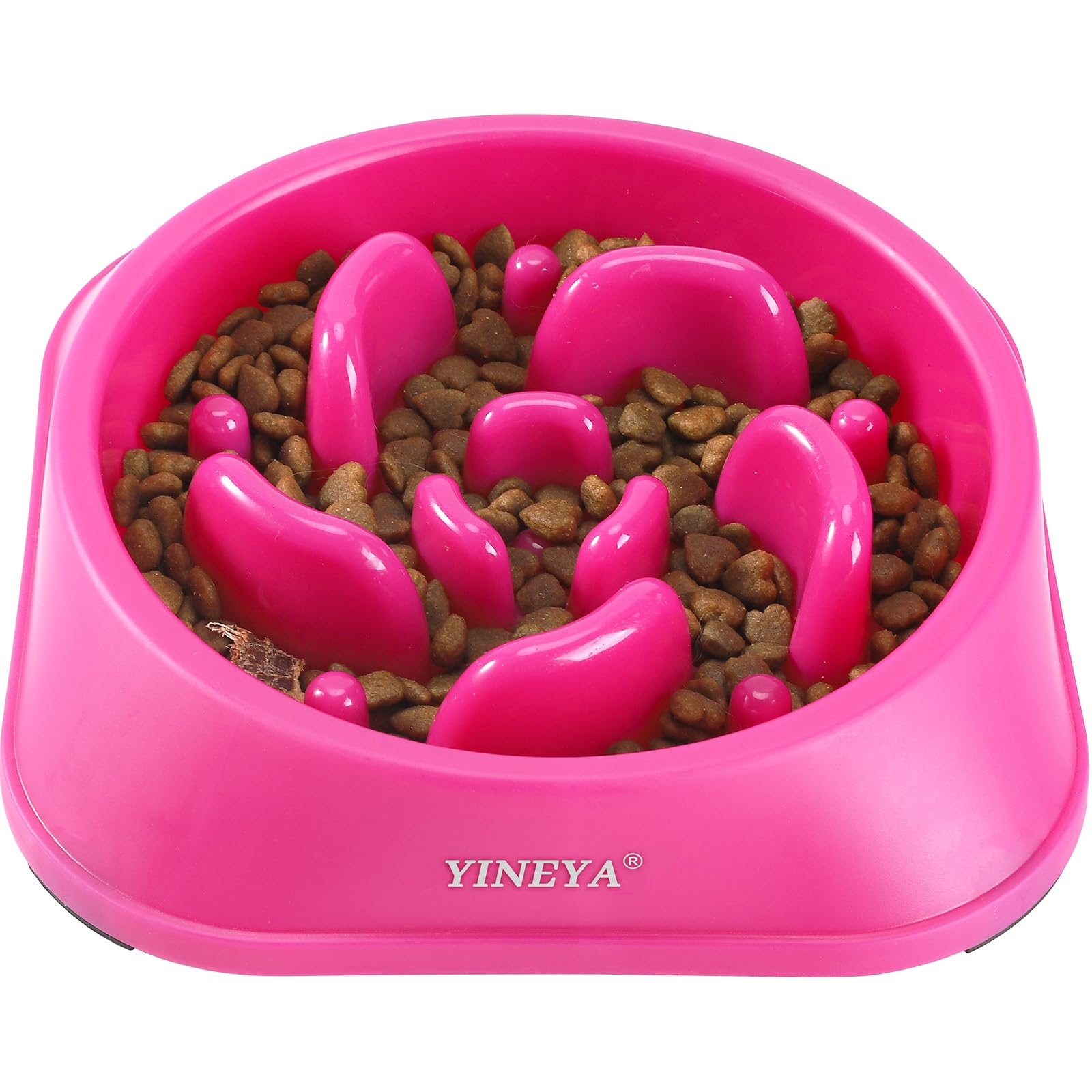 YINEYA Slow Feeder Dog Bowl Anti Gulping Healthy Eating Dog Slow Food Feeding Pet Bowl Slow Eating Healthy Design for Large Size Dogs (Rosered)