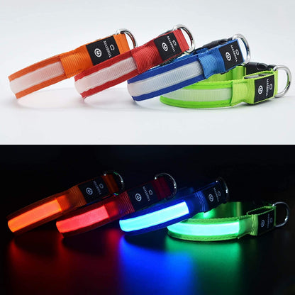 MASBRILL Light Up Dog Collar, LED Dog Collar Lights for the Dark, Rechargeable and Waterproof Flashing Dog Collars with 3 Glowing Modes, Adjustable Pet Collar for Small/Medium/Large Dog(Orange M)