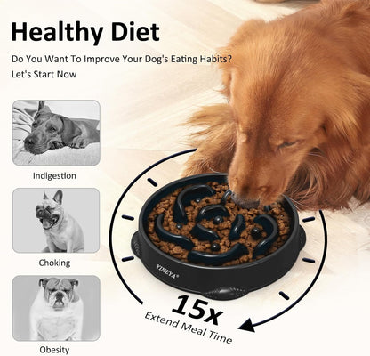 YINEYA 4 Cups Slow Feeder Dog Bowls Large Breed, Anti-Choking Pet Supplies, Maze Dog Food Bowl, Puzzle Feeder That Slow Down Eating