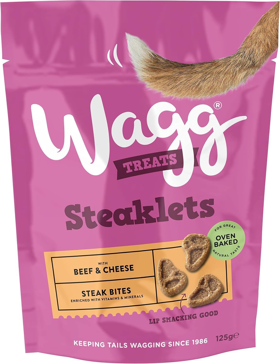 Wagg Steaklets Steak Bites Beef & Cheese Dog Treats 125g (Pack of 7) - Oven Baked