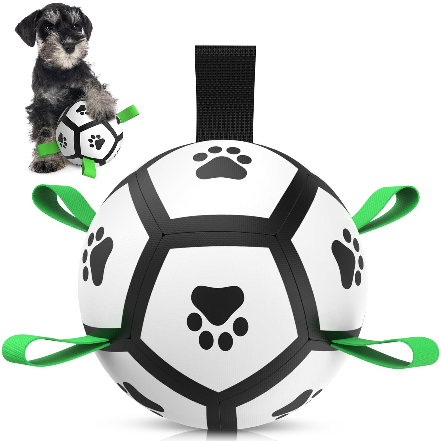 HETOO Dog Balls, Dog Football Toys with Webbing, Interactive Dog Ball Toys for Touring, Durable High Bounce Floating Dog Toy Balls for Dog Birthday Gifts Indoor & Outdoor Medium (6 Inch)