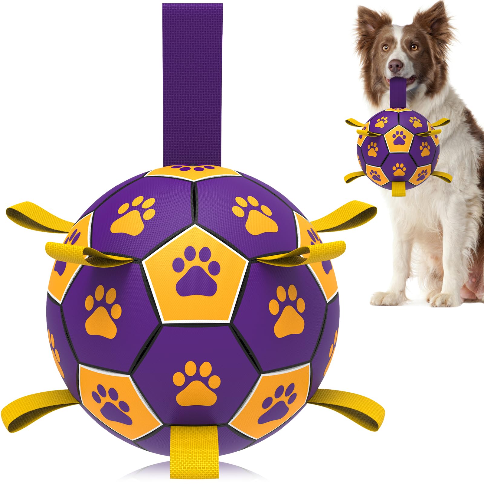 HETOO Dog Soccer Ball, Interactive Dog Toys for Doggies, Durable Dog Balls for Small & Medium Dogs Red White (6 inch)