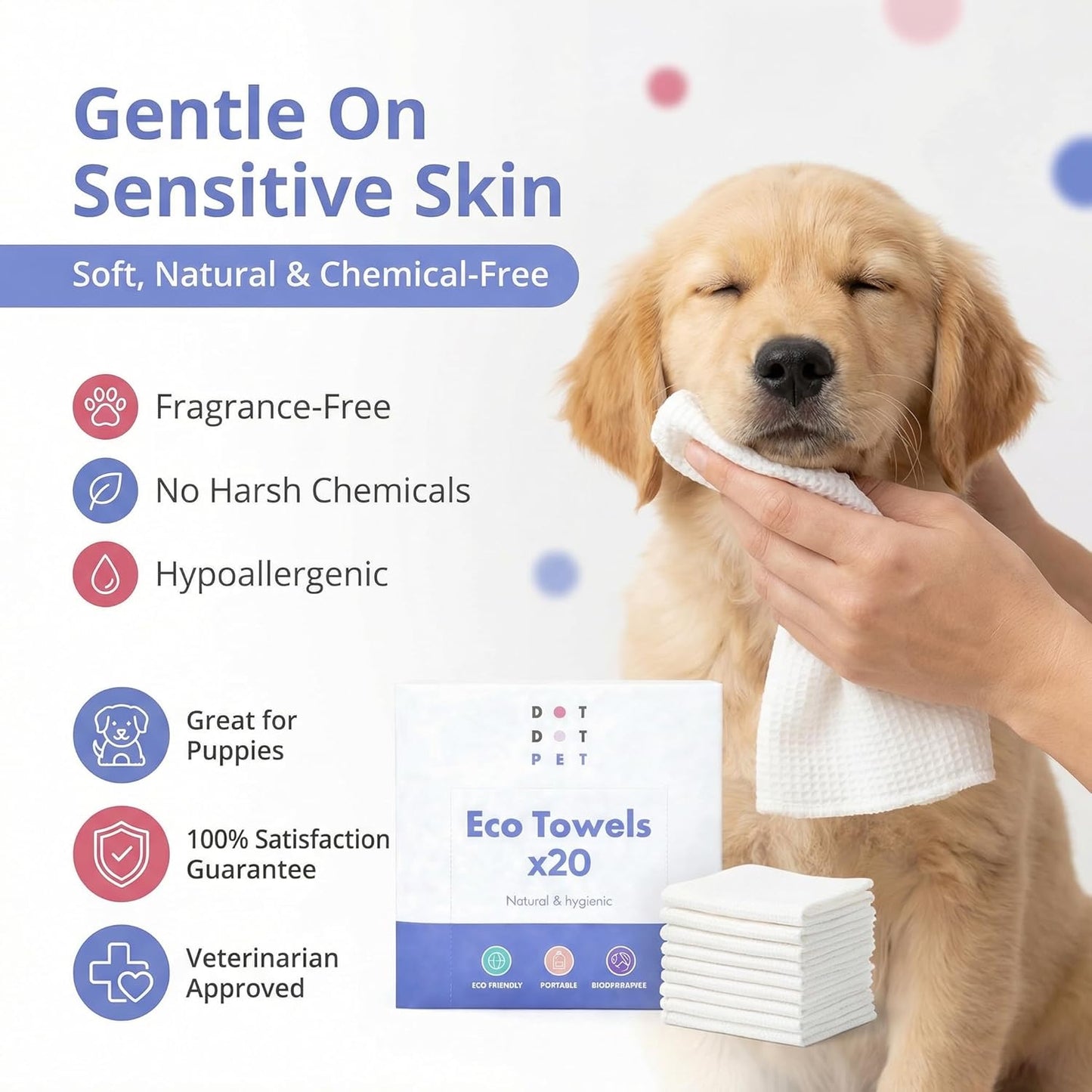 Eco Dog Towels for Drying Dogs (20 Pack) - Natural Fibre, Super-Absorbent Dog Drying Towels - Plastic-Free & Skin-Kind - Dog Cleaning Wipes Ideal for Muddy Walks, Wet Dogs & Bath Time