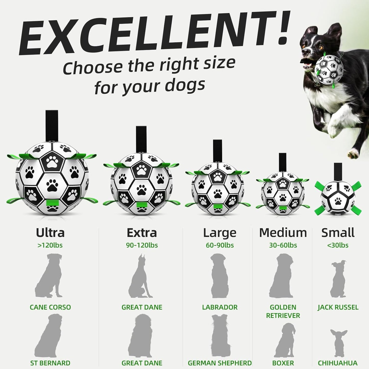 HETOO Dog Balls, Dog Football Toys with Webbing, Interactive Dog Ball Toys for Touring, Durable High Bounce Floating Dog Toy Balls for Dog Birthday Gifts Indoor & Outdoor Medium (6 Inch)