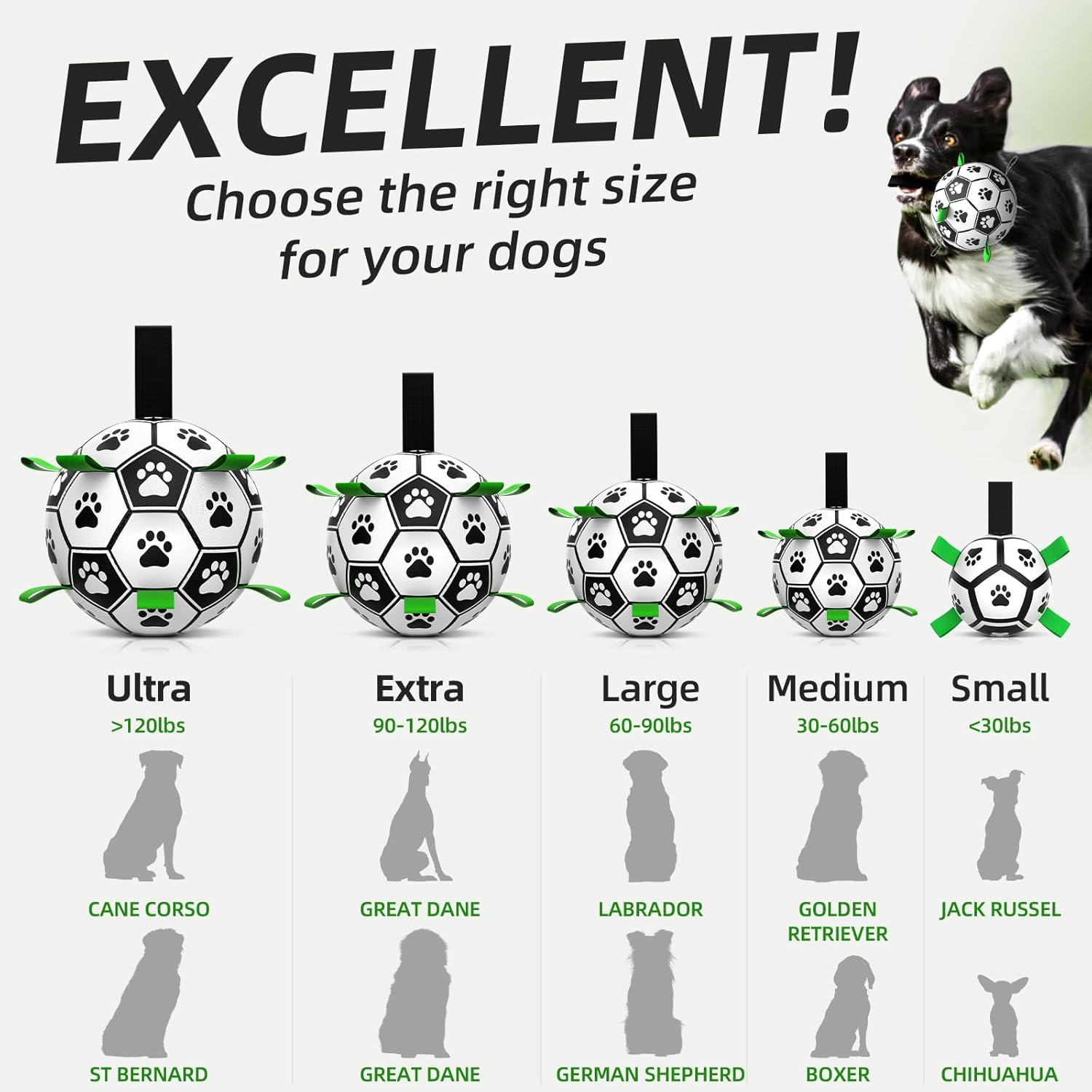 HETOO Dog Balls, Dog Football Toys with Webbing, Interactive Dog Ball Toys for Touring, Durable High Bounce Floating Dog Toy Balls for Dog Birthday Gifts Indoor & Outdoor Medium (6 Inch)